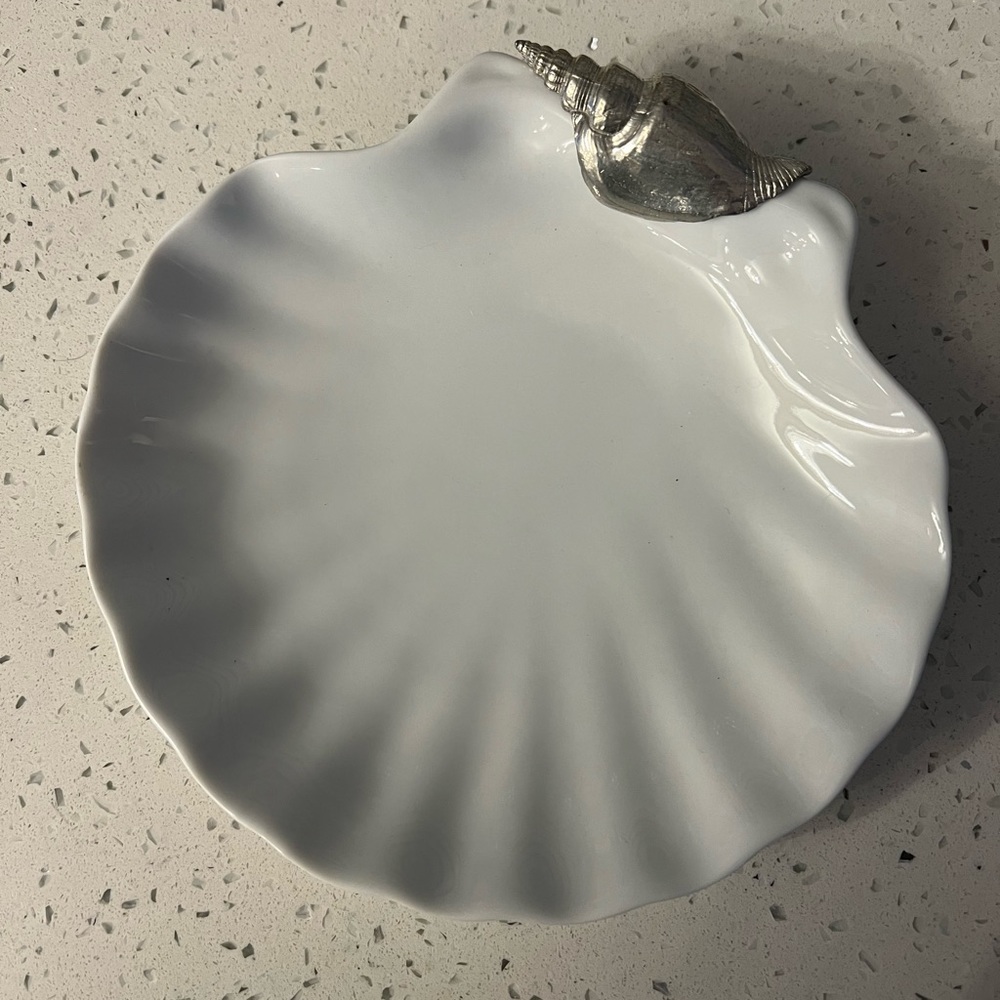Maurice Milleur Pewter & Porcelain Dish Made In USA
